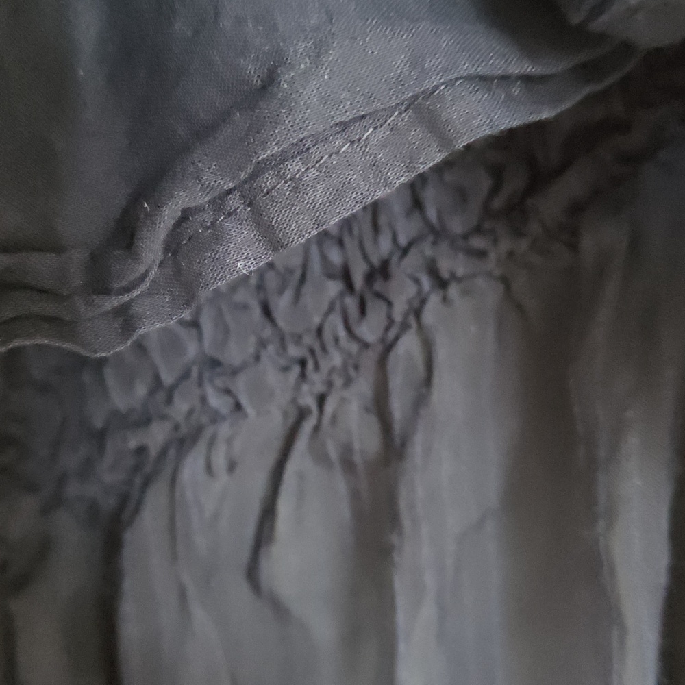 Idyllwind Romantic Ruffle Tiered Midi Dress Navy Blue‎ Lace Up Size M - Picture 8 of 10